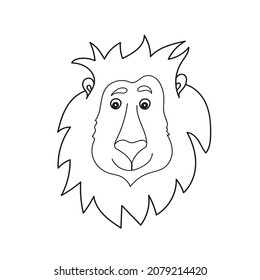 Página de coloreado simple. Libro de Colores para niños. Caricatura lindo león en blanco