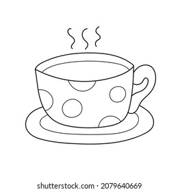Simple coloring page. Coloring book for children, vector coloring page. A mug with polka dots pattern