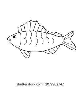 Simple coloring page. Coloring book with ruff. Vector white fish of Siberia in lines on white