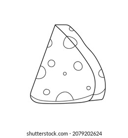 Simple coloring page. Coloring book page template with cheese. Vector illustration for kids