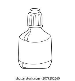 Simple coloring page. A bottle or vial. Vector illustration. Contour on an isolated background. Coloring book for children. Sketch.