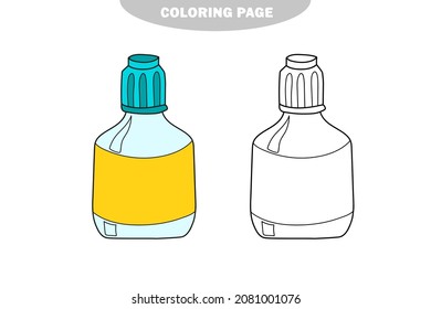 Simple coloring page. A bottle or vial. Vector illustration. Contour on an isolated background. Coloring book. Color and black and white version