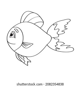 Simple coloring page. Drawing worksheet for preschool kids with easy gaming level - Fish