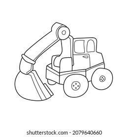 Simple coloring page. Excavator to be colored. Coloring book to educate kids. Learn colors. Visual educational game. Simple level of difficulty