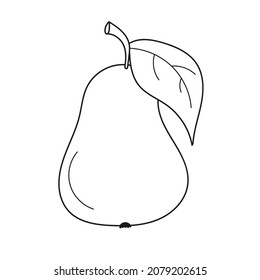 Simple coloring page. Funny pear to be colored. Coloring book to educate kids. Learn colors. Visual educational game.