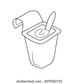 Simple coloring page. Funny Yogurt to be colored, the coloring book for preschool kids with easy educational gaming level.