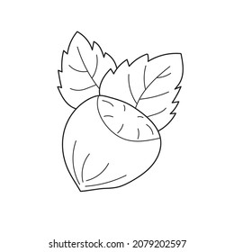 Simple coloring page. Hazelnut to be colored, the coloring book. Easy kid educational gaming and primary education of simple game level.