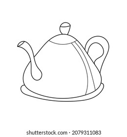 Página de coloreado simple. Kettle a colorear, el libro de colorear para niños preescolares con un nivel de juego educativo fácil.