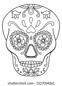 Simple Coloring Page Mexican Sugar Skull Stock Vector (Royalty Free ...