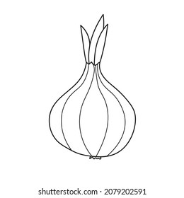 Simple coloring page. Onion - line art. Coloring book for kids. Vegetables