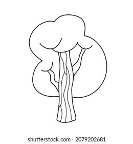 Simple coloring page. Summer Tree to be colored. Coloring book to educate preschool kids. Simple game level of difficulty.