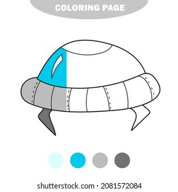 Simple coloring page. UFO to be colored, the coloring book for preschool kids with easy gaming level. Half painted picture with color samples