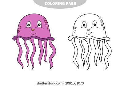 Página de coloreado simple. Hoja de trabajo de dibujo de vectores para niños de preescolar con un nivel de dificultad de juego fácil. Versión en color y en blanco y negro
