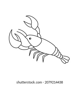 Simple coloring page. Vector illustration of Cartoon shrimp cancer - Coloring book