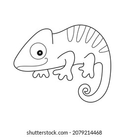 Simple coloring page. Vector illustration of chameleon for coloring book. Simple educational game for kids