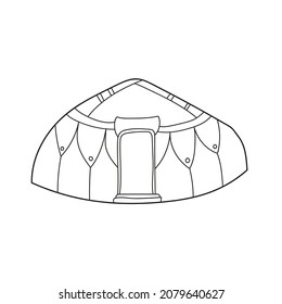 Simple coloring page. Yurt of nomads. Coloring book page for children. Black outline isolated on white.