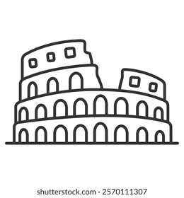 simple Colosseum Italy Rome landmark symbol outline icon flat