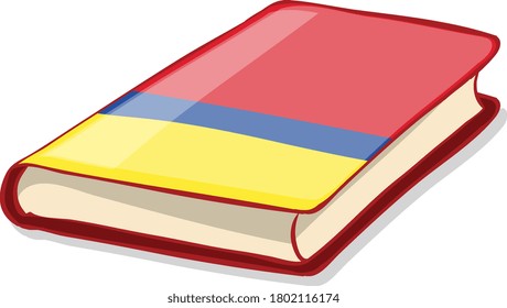 Simple colourful book on white background illustration