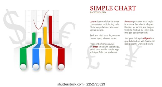 Simple colourful chart with grey crypto symbols on white background