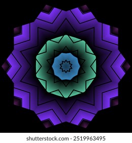 Simple colourful circle petal line art pattern gradient background 
