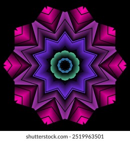 Simple colourful circle petal line art pattern gradient background 
