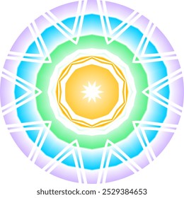 Simple colourful circle petal line art pattern gradient background 