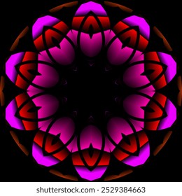 Simple colourful circle petal line art pattern gradient background 
