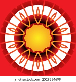 Simple colourful circle petal line art pattern gradient background 