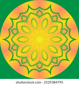 Simple colourful circle petal line art pattern gradient background 