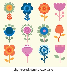 Sencillos vectores de flores de color formas redondas