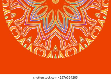 Simple colourful half circle flower line art pattern of indonesian culture traditional tenun batik ethnic dayak ornament	