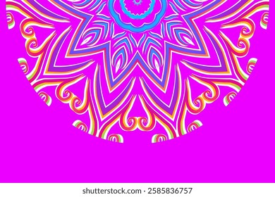 Simple colourful half circle flower line art pattern of indonesian culture traditional tenun batik ethnic dayak ornament	