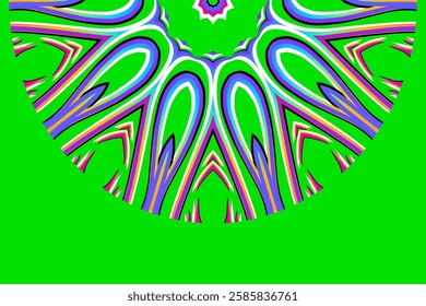 Simple colourful half circle flower line art pattern of indonesian culture traditional tenun batik ethnic dayak ornament	