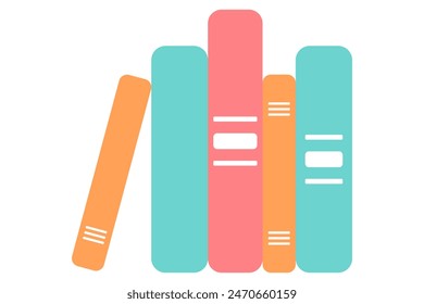Simple colourful set of books sitting in a row in vector