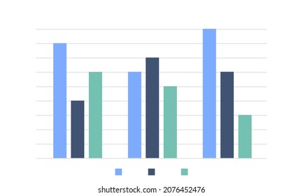 Simple Column Chart. Statistics graph by year. Coordinate system and growth rate. Vector illustration.