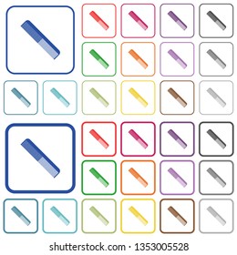 Simple comb color flat icons in rounded square frames. Thin and thick versions included.