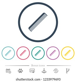 Simple comb flat color icons in round outlines. 6 bonus icons included.