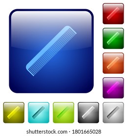 Simple comb icons in rounded square color glossy button set