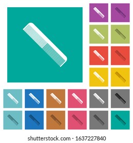 Simple comb multi colored flat icons on plain square backgrounds. Included white and darker icon variations for hover or active effects.