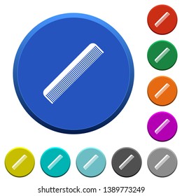 Simple comb round color beveled buttons with smooth surfaces and flat white icons