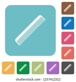 Simple comb white flat icons on color rounded square backgrounds