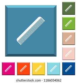 Simple comb white icons on edged square buttons in various trendy colors