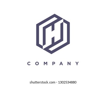 simple combination hexagon and letter H