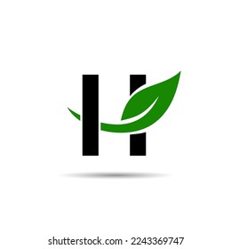 Combinación simple de la letra H con hojas. Recomendado para el logotipo comercial de productos a base de plantas o para el símbolo.