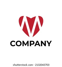 simple combination of letter M with love logo design