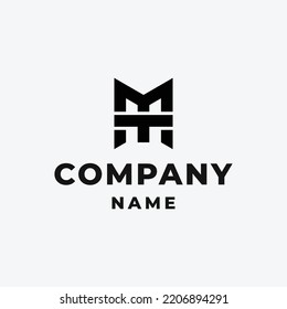 Simple combination M+T letters abstract logo design