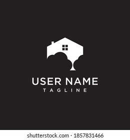 Simple combination of white cloud and house logo concept