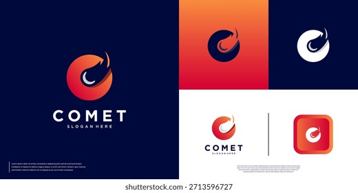 Um logotipo de cometa simples com o conceito de educação e pesquisa, objetos do espaço exterior, ilustração de design gráfico.