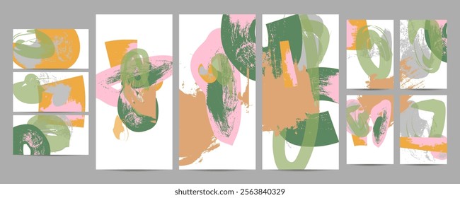 Simple comfortable Childlike Textures paint brush soothing pastel Structured Scrapbook muted pale calm tones card templates set