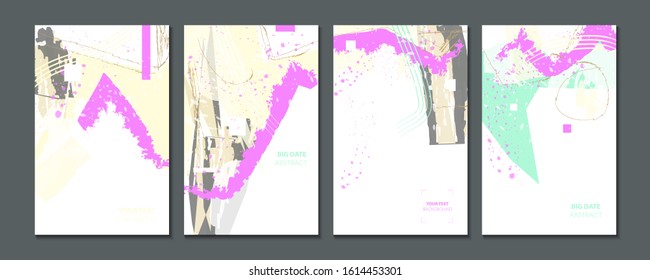 Simple comfortable paint brush soothing pastel muted pale calm tones card templates set